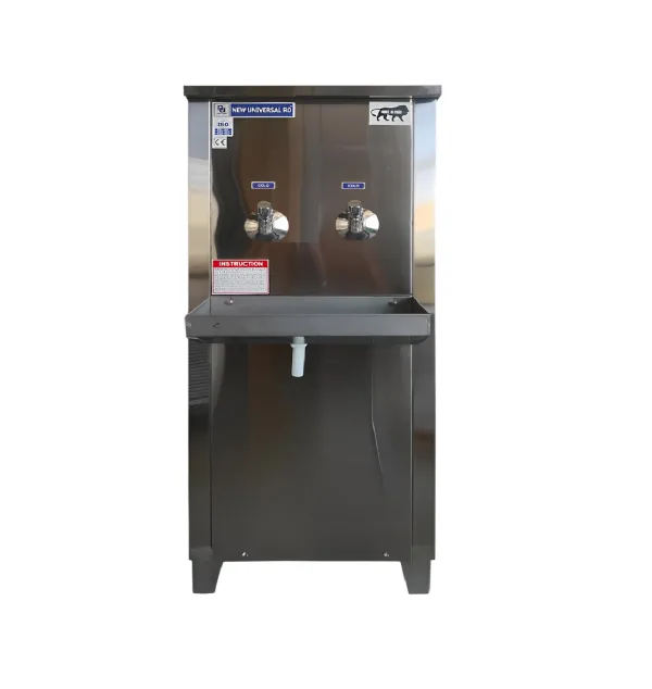 A 30/40-liter drinking water cooler with a robust, modern design, equipped with high-capacity cooling and dual taps for convenient dispensing of chilled water.